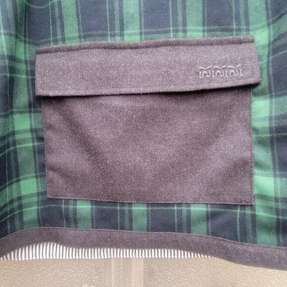 OLOLO Green &Blue Side Button Lined Flannel Top Size S - Picture 4 of 11